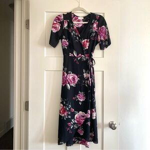 Everly Floral Midi Wrap Dress